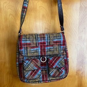 Vera Bradley multi colored plaid vintage cross body purse with adjustable strap